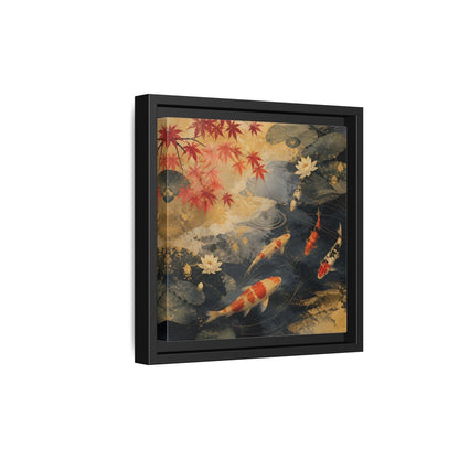 Side Mockup 21. Japanese Koi Pond Harmony shown as framed canvas print