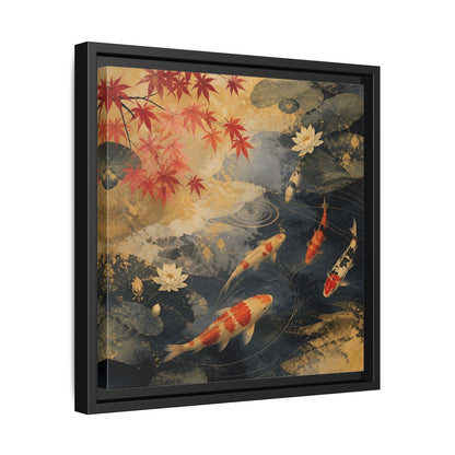 Side Mockup 32. Japanese Koi Pond Harmony shown as framed canvas print