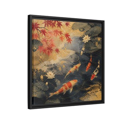 Side Mockup 12. Japanese Koi Pond Harmony shown as framed canvas print