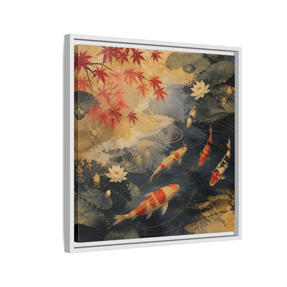 Side Mockup 10. Japanese Koi Pond Harmony shown as framed canvas print