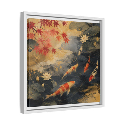 Side Mockup 28. Japanese Koi Pond Harmony shown as framed canvas print