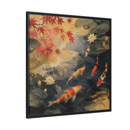 Side Mockup 6. Japanese Koi Pond Harmony shown as framed canvas print