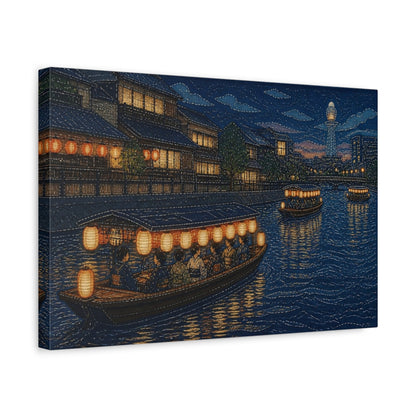 Side Mockup 4. Japanese Lantern Boat Cruise shown as canvas print
