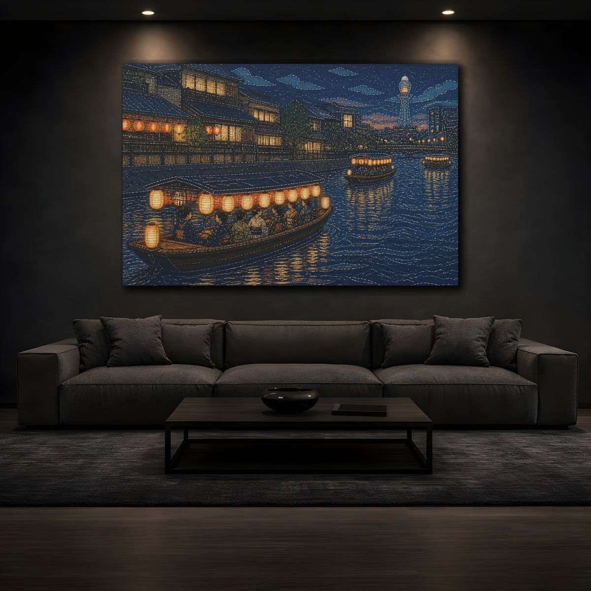 Mockup 3. Japanese Lantern Boat Cruise shown as canvas print