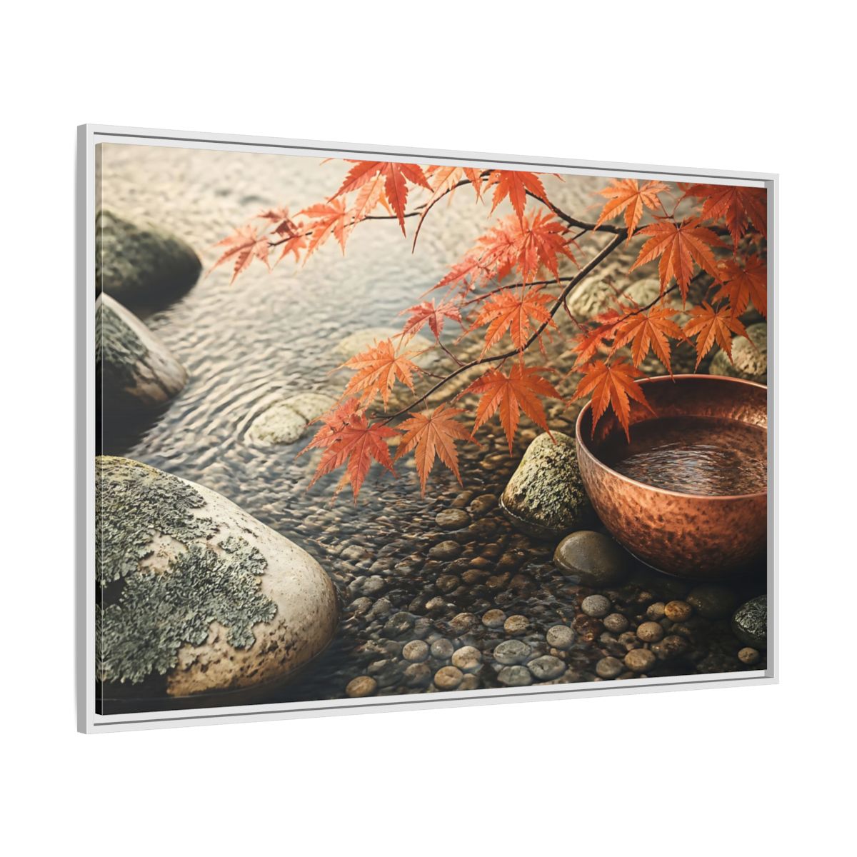 Side Mockup 7. Japanese Maple And Copper Bowl shown as framed canvas print