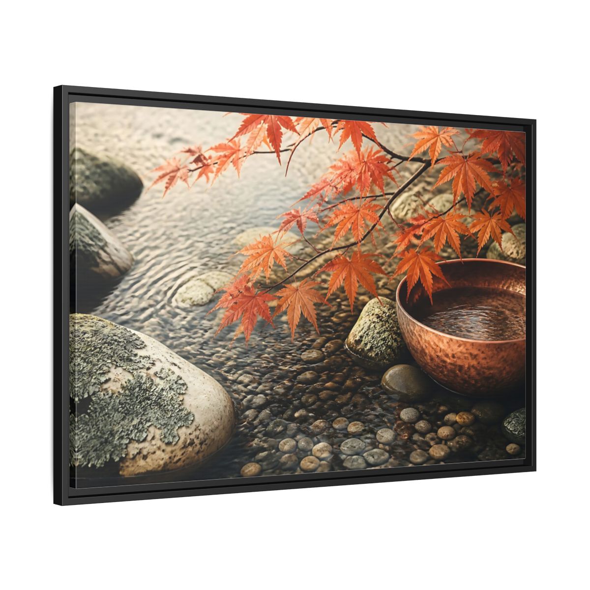 Side Mockup 13. Japanese Maple And Copper Bowl shown as framed canvas print