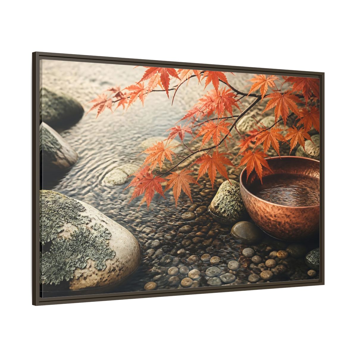 Side Mockup 8. Japanese Maple And Copper Bowl shown as framed canvas print