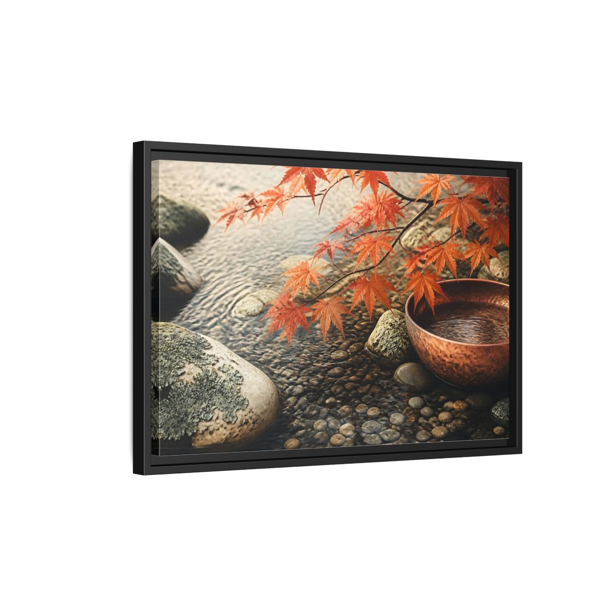 Side Mockup 3. Japanese Maple And Copper Bowl shown as framed canvas print