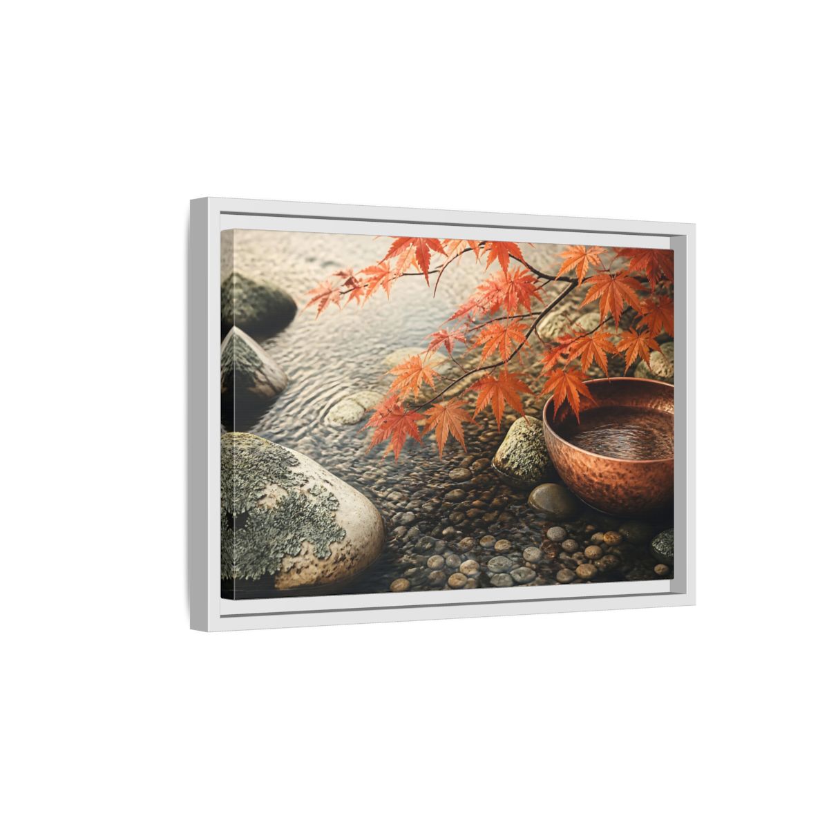 Side Mockup 4. Japanese Maple And Copper Bowl shown as framed canvas print