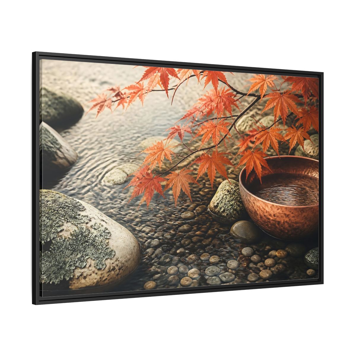 Side Mockup 12. Japanese Maple And Copper Bowl shown as framed canvas print