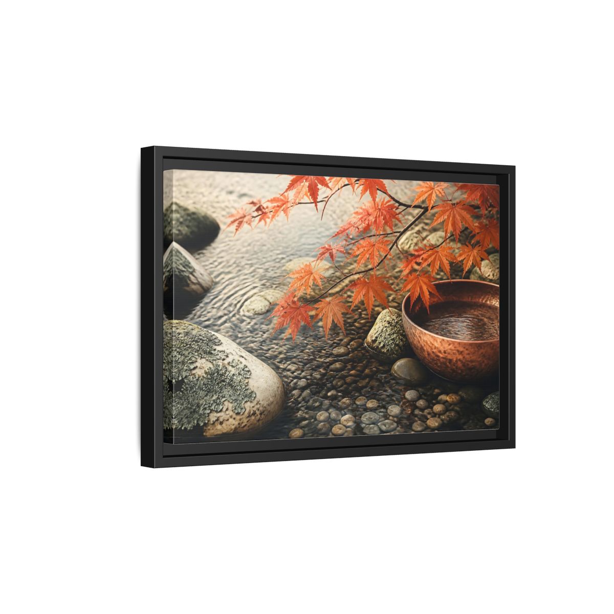 Side Mockup 6. Japanese Maple And Copper Bowl shown as framed canvas print