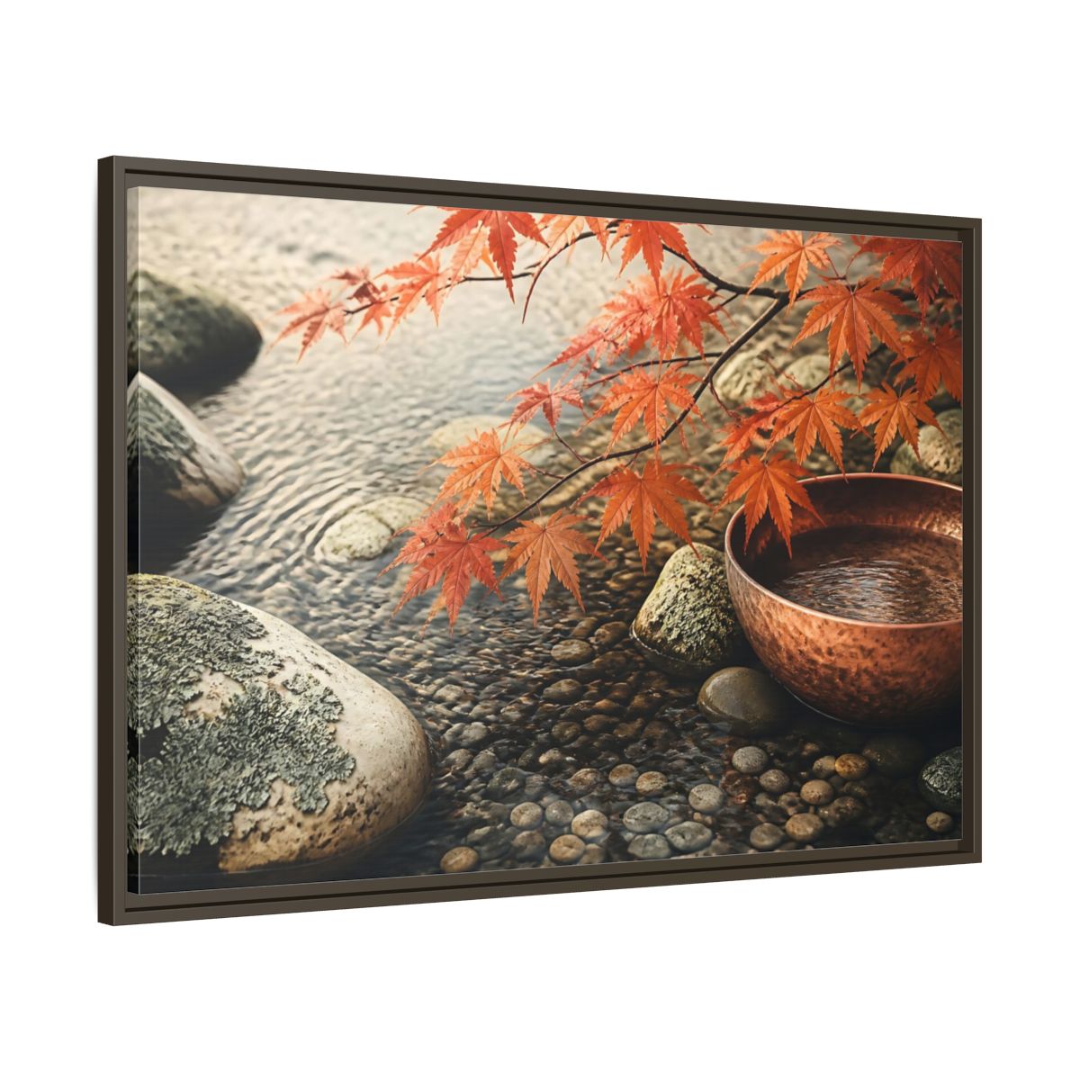 Main Mockup. Japanese Maple And Copper Bowl shown as framed canvas print