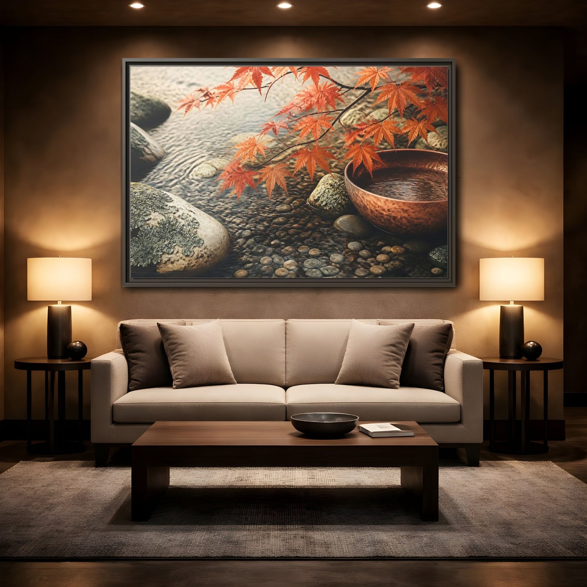 Mockup 2. Japanese Maple And Copper Bowl shown as framed canvas print