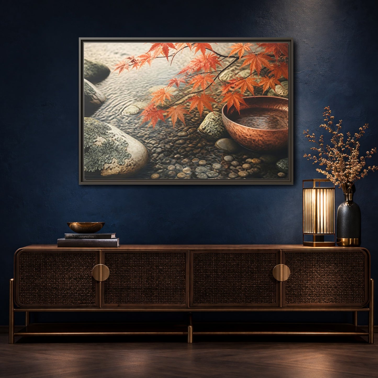 Mockup 4. Japanese Maple And Copper Bowl shown as framed canvas print
