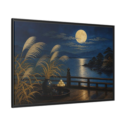 Side Mockup 12. Japanese Moonlit Veranda shown as framed canvas print