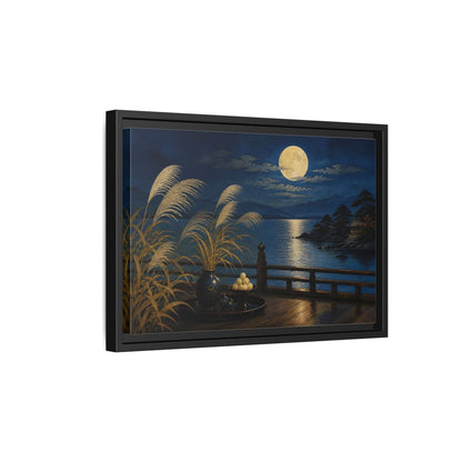 Side Mockup 6. Japanese Moonlit Veranda shown as framed canvas print
