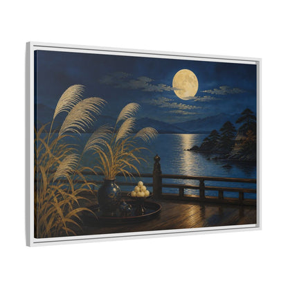 Side Mockup 9. Japanese Moonlit Veranda shown as framed canvas print