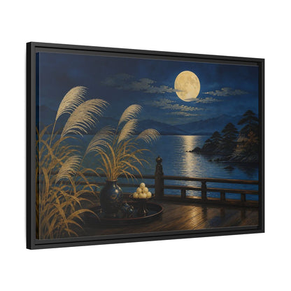 Side Mockup 14. Japanese Moonlit Veranda shown as framed canvas print