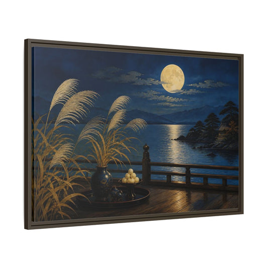 Main Mockup. Japanese Moonlit Veranda shown as framed canvas print