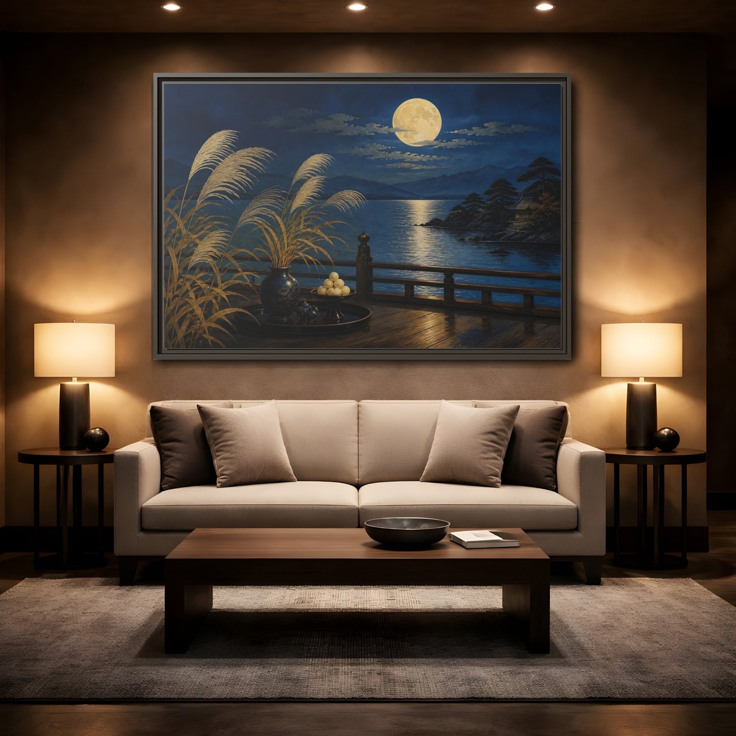 Mockup 2. Japanese Moonlit Veranda shown as framed canvas print