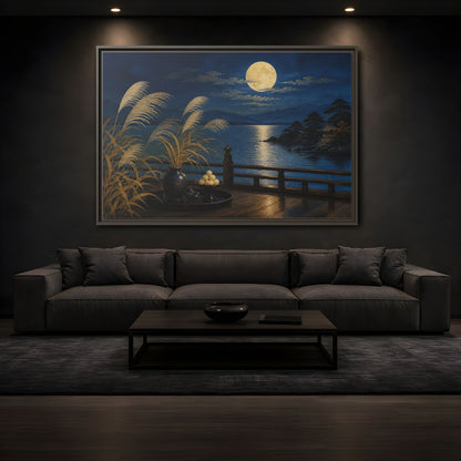 Mockup 3. Japanese Moonlit Veranda shown as framed canvas print