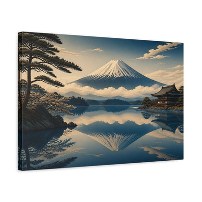 Side Mockup 3. Japanese Mount Fuji Reflection shown as canvas print