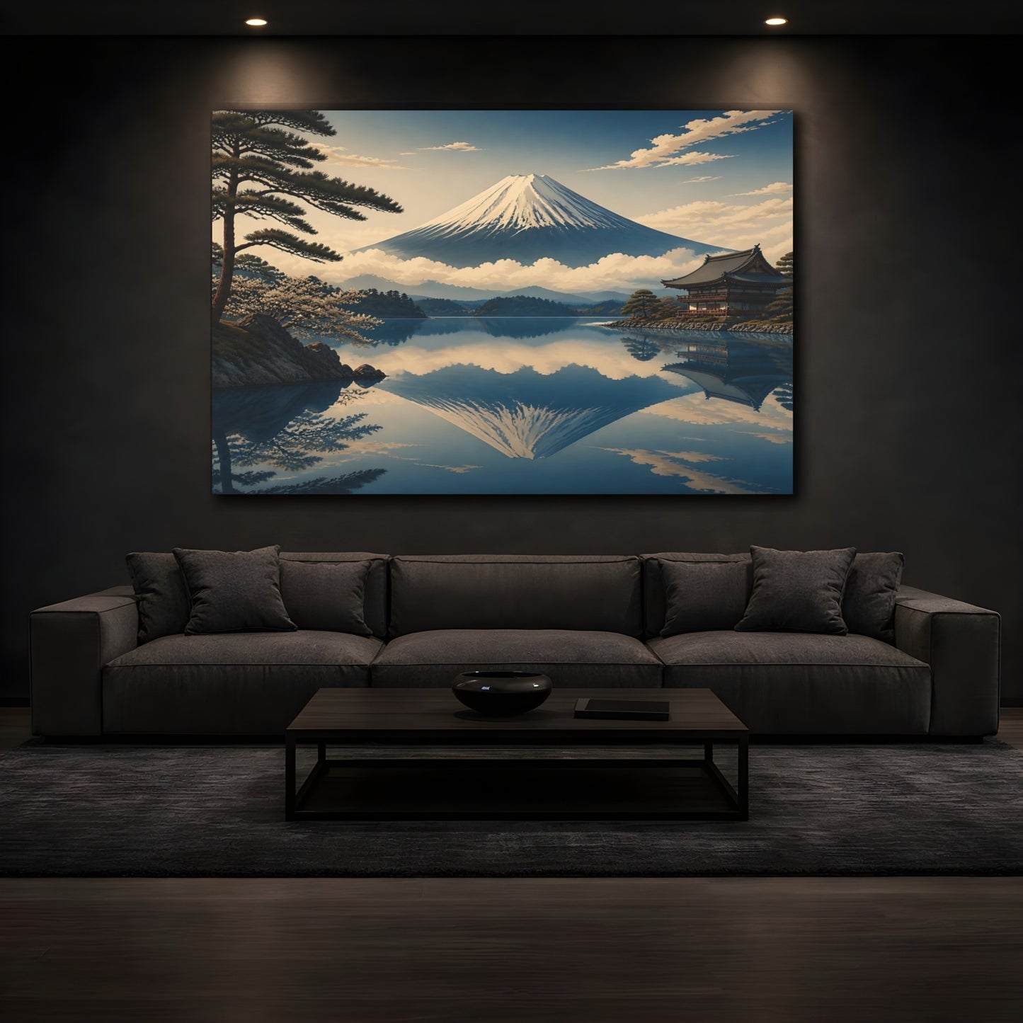 Mockup 3. Japanese Mount Fuji Reflection shown as canvas print
