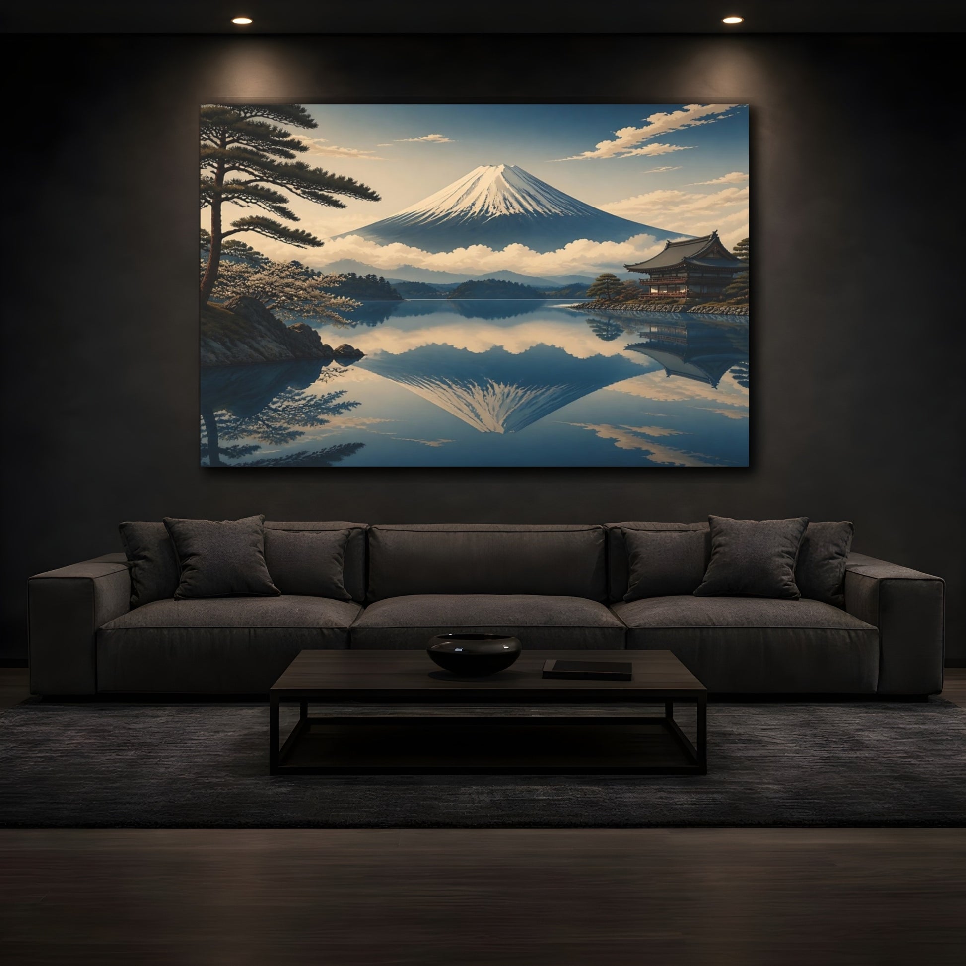 Mockup 3. Japanese Mount Fuji Reflection shown as canvas print