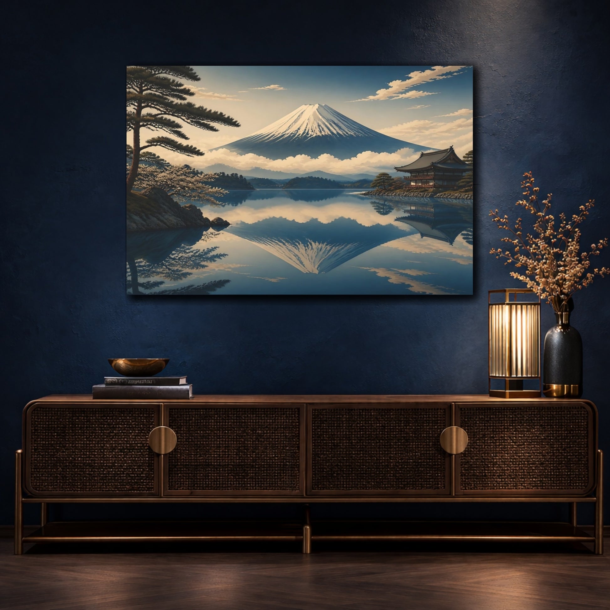 Mockup 4. Japanese Mount Fuji Reflection shown as canvas print