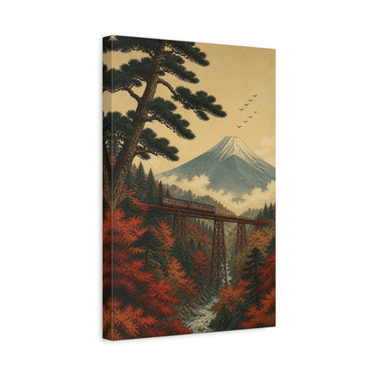 Side Mockup 4. Japanese Mountain And Pine shown as canvas print