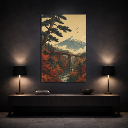 Mockup 3. Japanese Mountain And Pine shown as canvas print