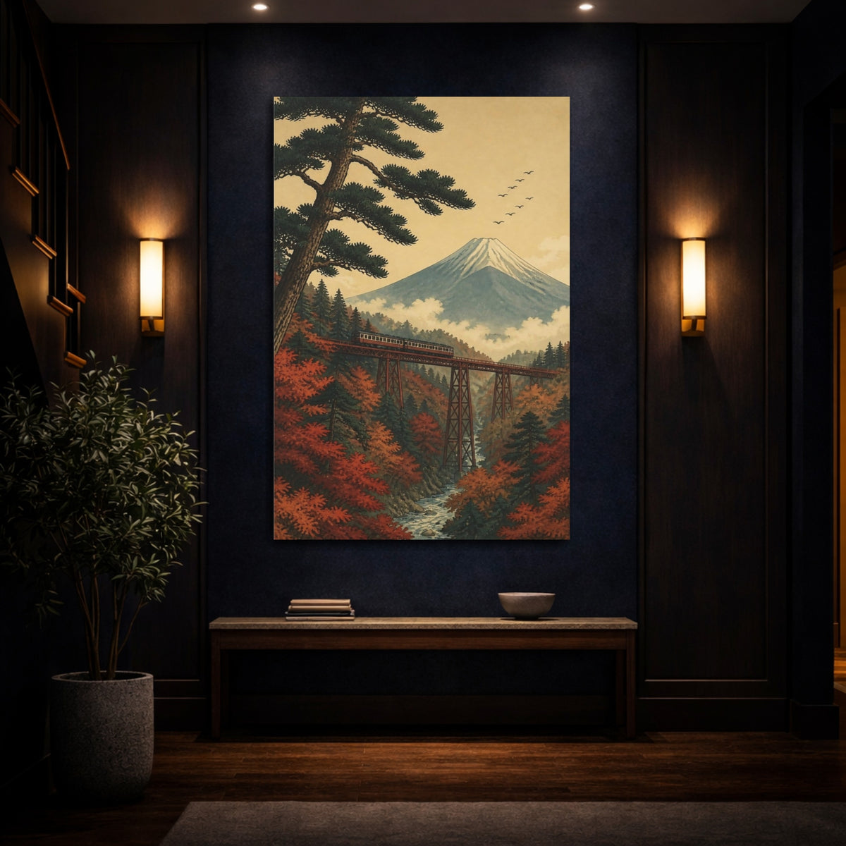 Mockup 4. Japanese Mountain And Pine shown as canvas print