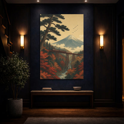 Mockup 4. Japanese Mountain And Pine shown as canvas print