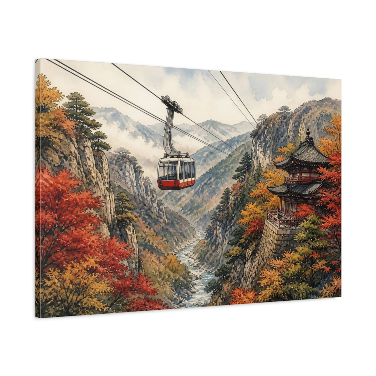 Main Mockup. Japanese Mountain Cable Car shown as canvas print