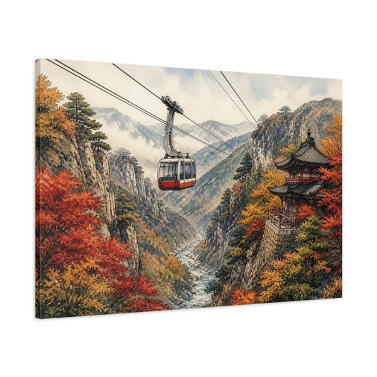 Main Mockup. Japanese Mountain Cable Car shown as canvas print