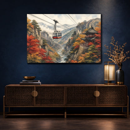 Mockup 4. Japanese Mountain Cable Car shown as canvas print