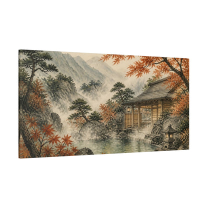 Side Mockup 2. Japanese Mountain Onsen shown as canvas print