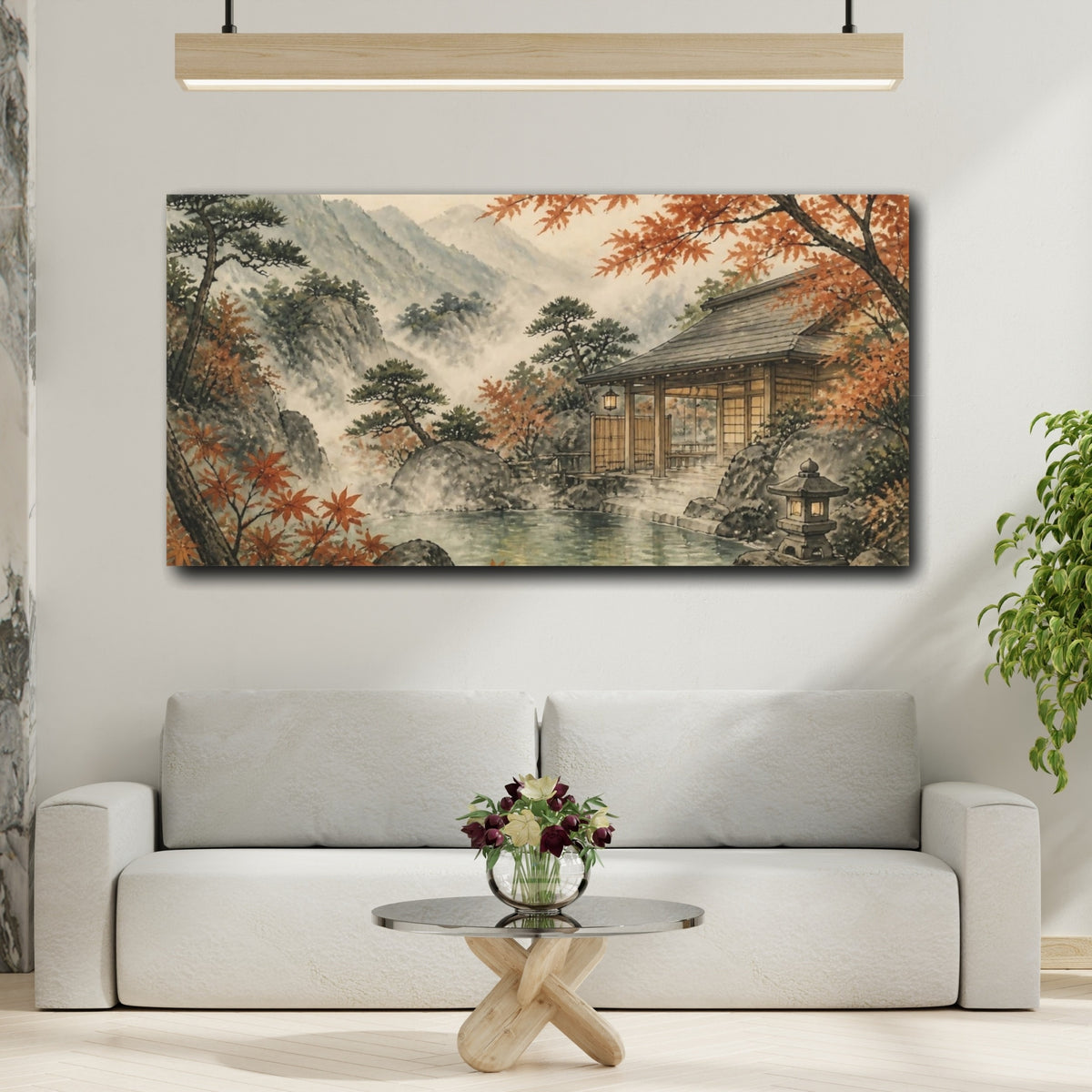 Mockup 2. Japanese Mountain Onsen shown as canvas print
