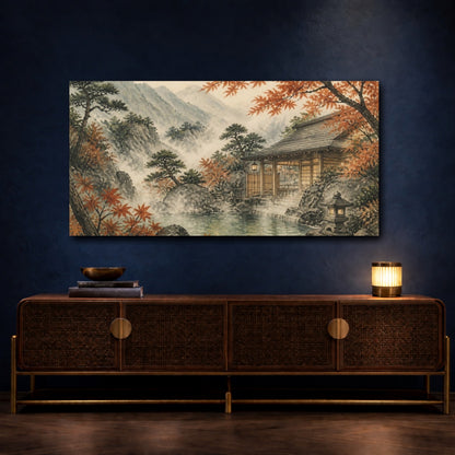 Mockup 4. Japanese Mountain Onsen shown as canvas print