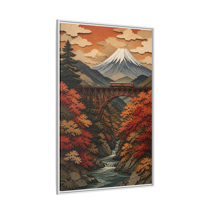 Side Mockup 7. Japanese Mountain Rail Bridge shown as framed canvas print