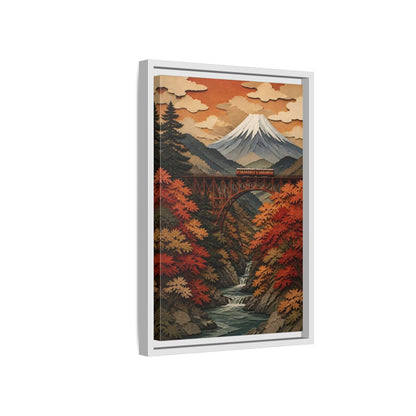 Side Mockup 4. Japanese Mountain Rail Bridge shown as framed canvas print