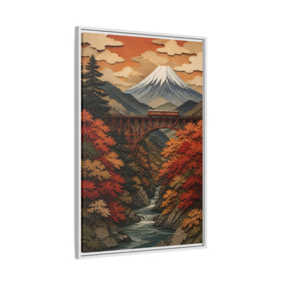 Side Mockup 9. Japanese Mountain Rail Bridge shown as framed canvas print