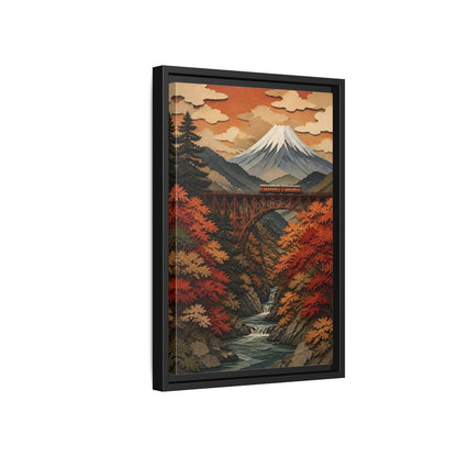 Side Mockup 6. Japanese Mountain Rail Bridge shown as framed canvas print