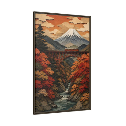 Side Mockup 8. Japanese Mountain Rail Bridge shown as framed canvas print