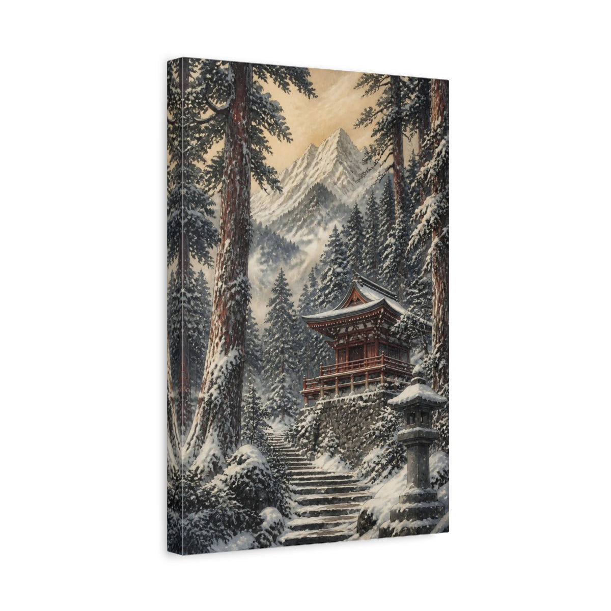 Side Mockup 4. Japanese Mountain Shrine shown as canvas print