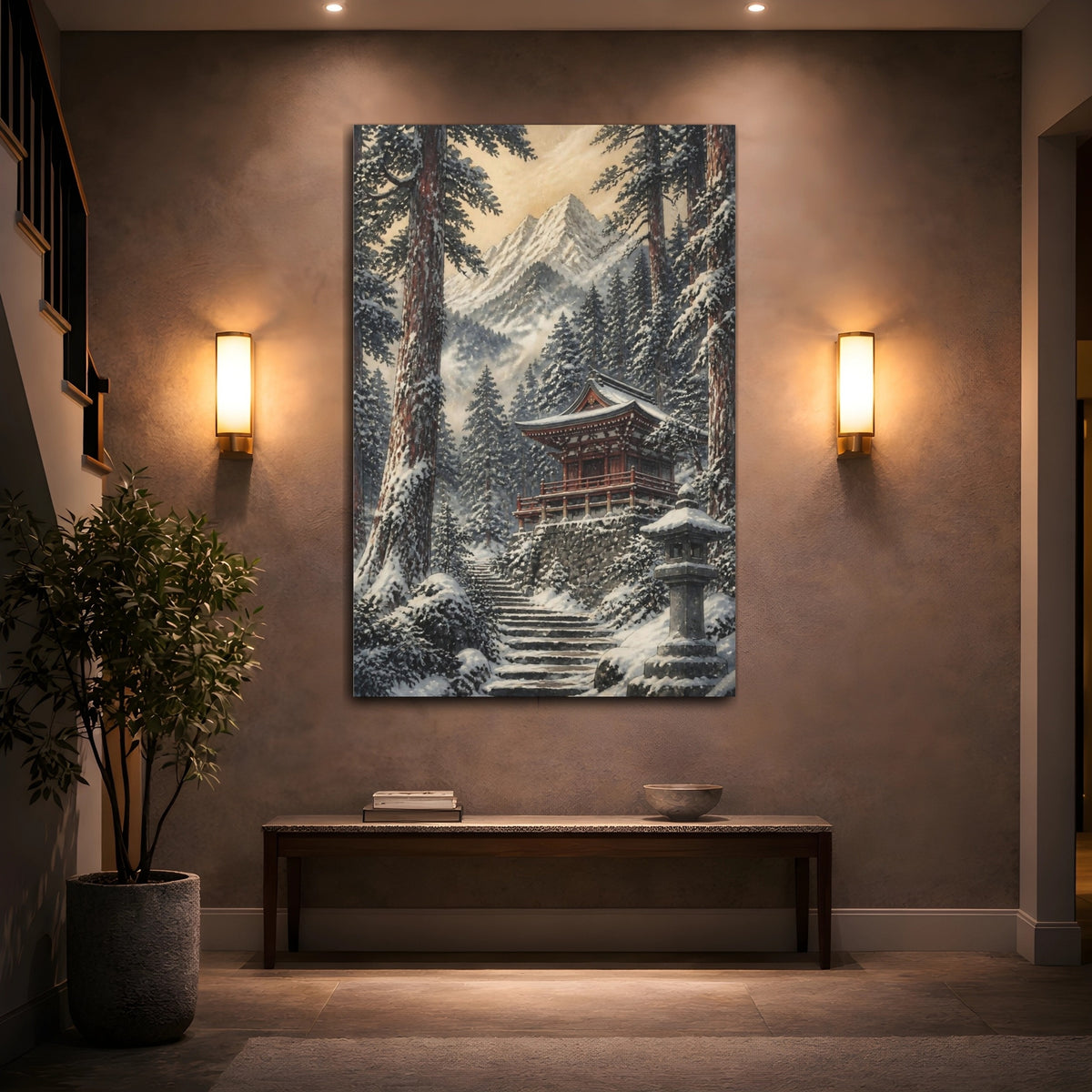 Mockup 2. Japanese Mountain Shrine shown as canvas print