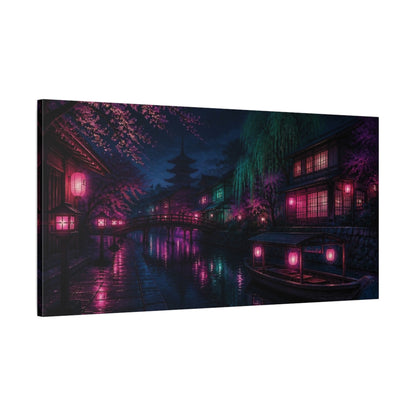 Main Mockup. Japanese Neon Canal shown as canvas print