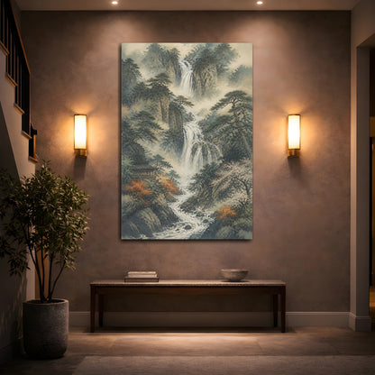 Mockup 2. Japanese Pine Waterfall Temple shown as canvas print