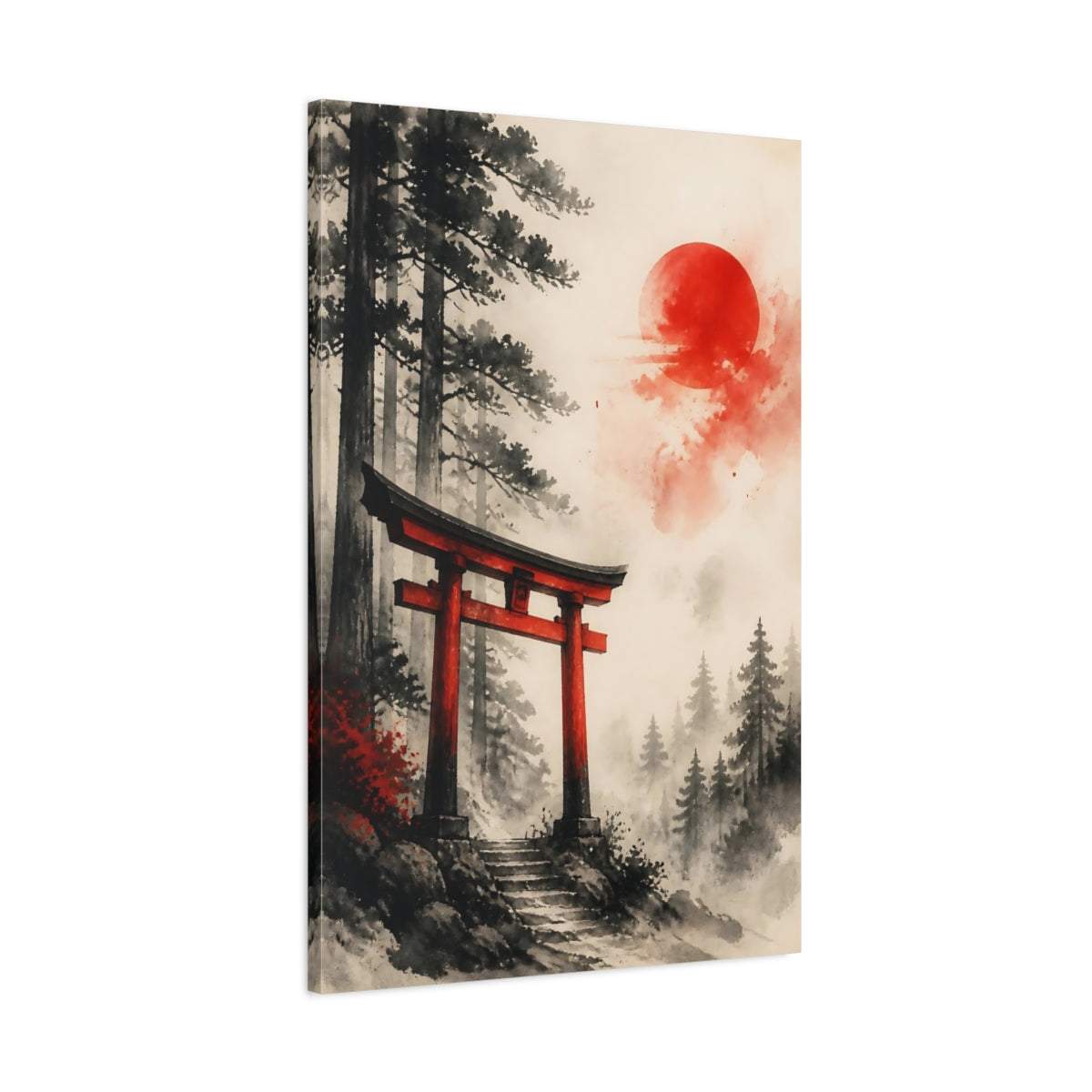 Main Mockup. Japanese Red Torii Gate shown as canvas print