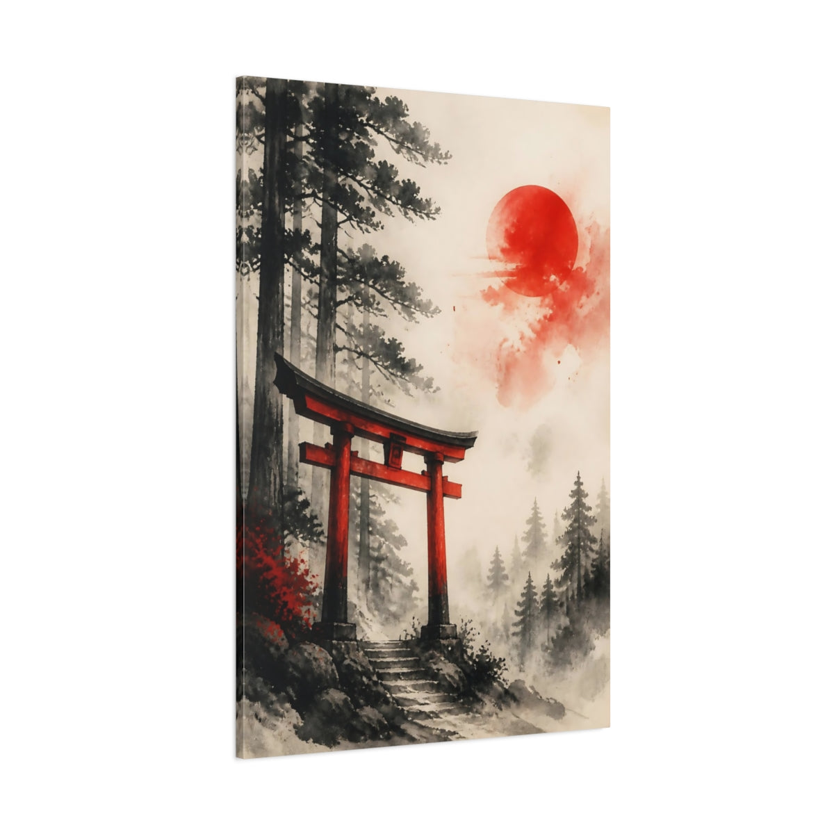 Side Mockup 1. Japanese Red Torii Gate shown as canvas print